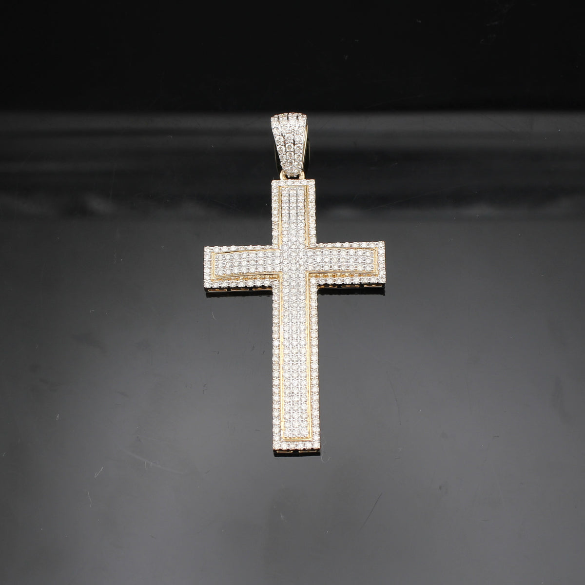 10k Diamond Cross Pendant Two Tone - alternate view - ICEbyAK