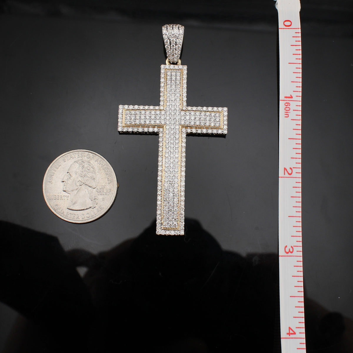 10k Diamond Cross Pendant Two Tone - alternate view - ICEbyAK