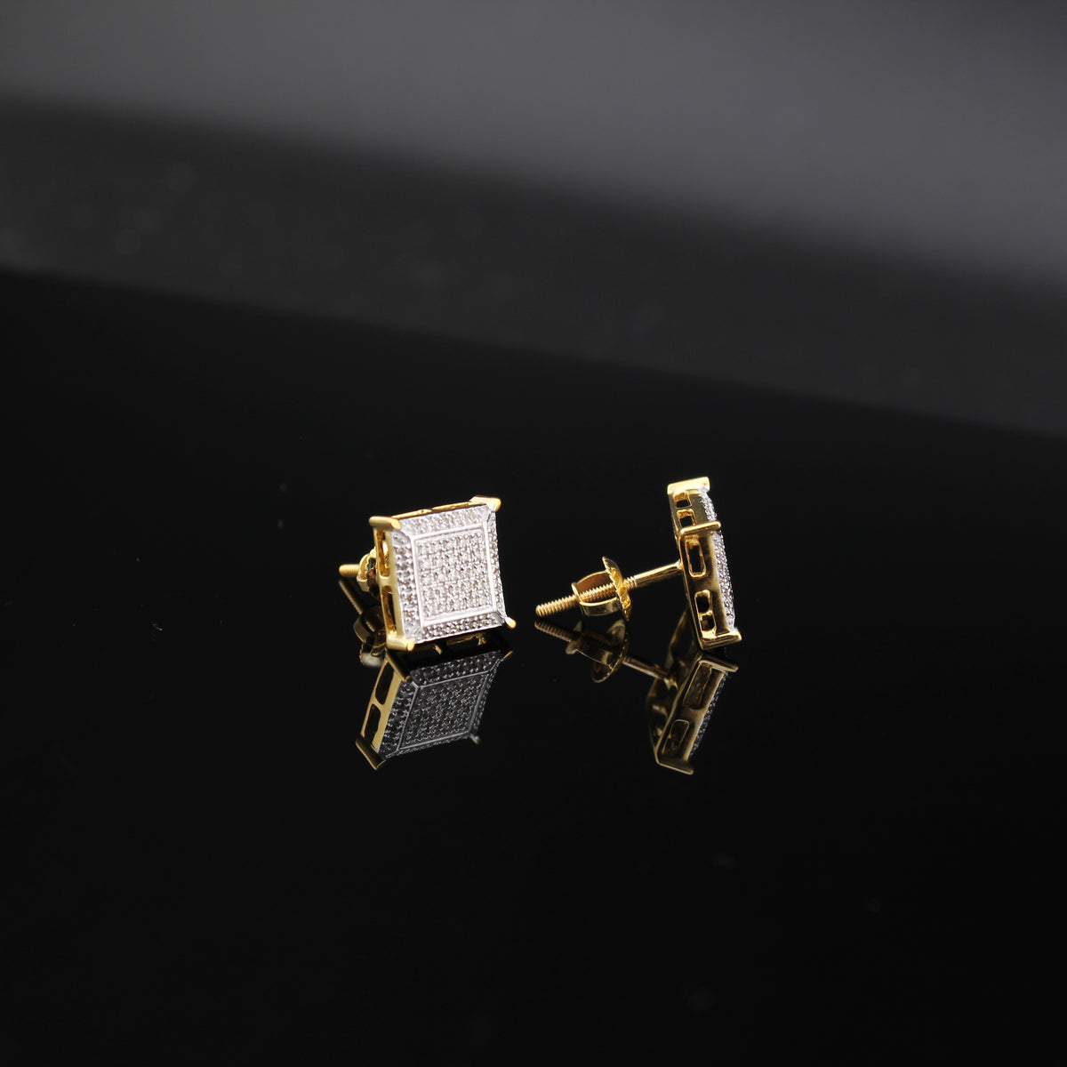 Pendientes de oro de 10K auténtico con diamantes cuadrados de 0,23 CTW