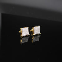 Pendientes de oro de 10K auténtico con diamantes cuadrados de 0,23 CTW