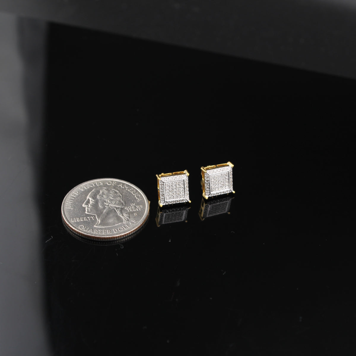 Pendientes de oro de 10K auténtico con diamantes cuadrados de 0,23 CTW