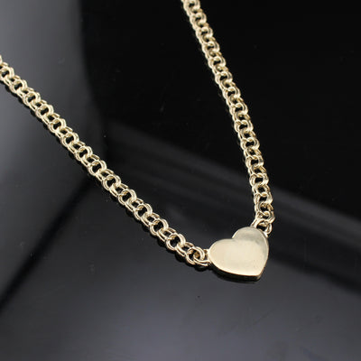 10K Gold Womens Chino Heart Necklace 18 in