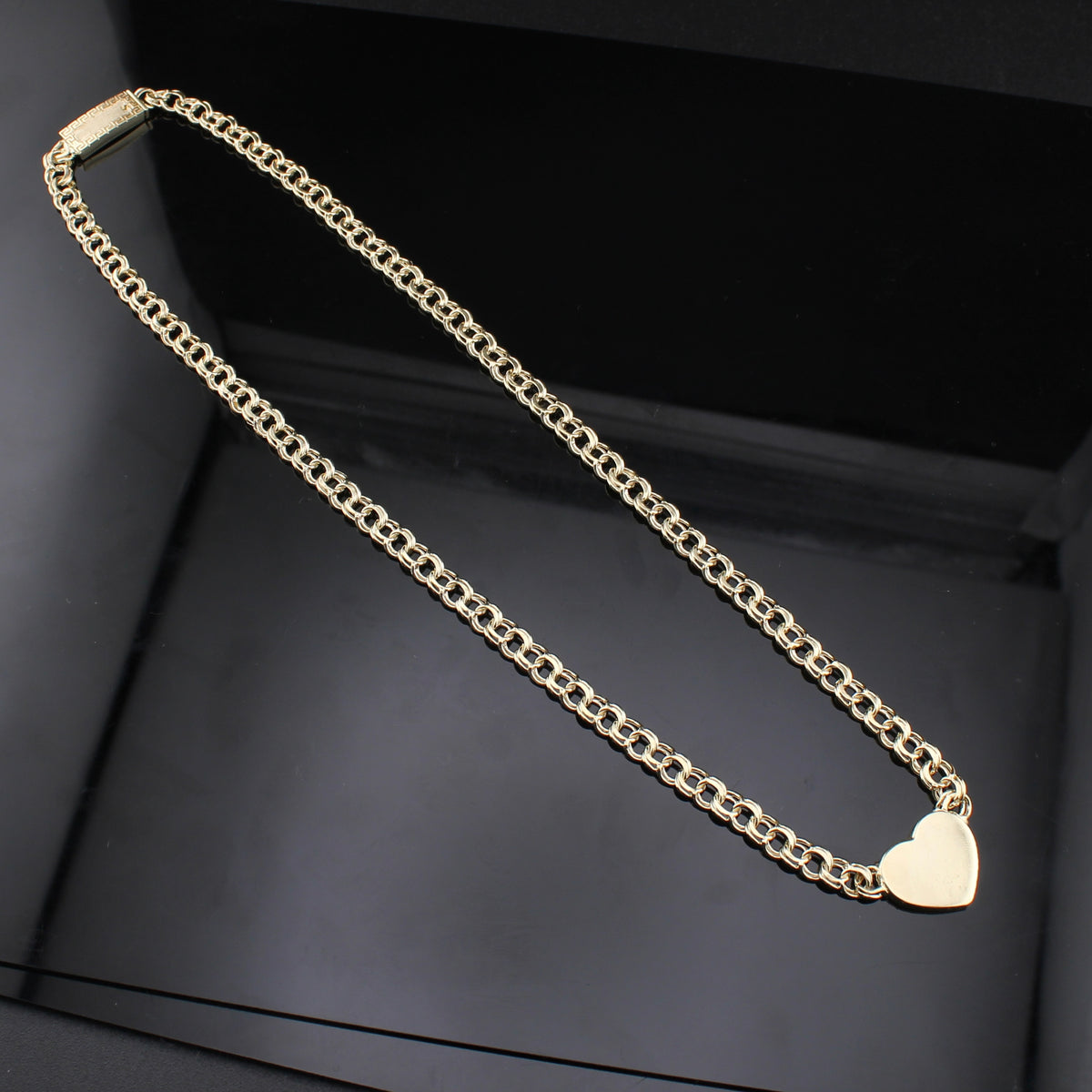 Real 10K Gold 6mm Womens Chino Heart Necklace