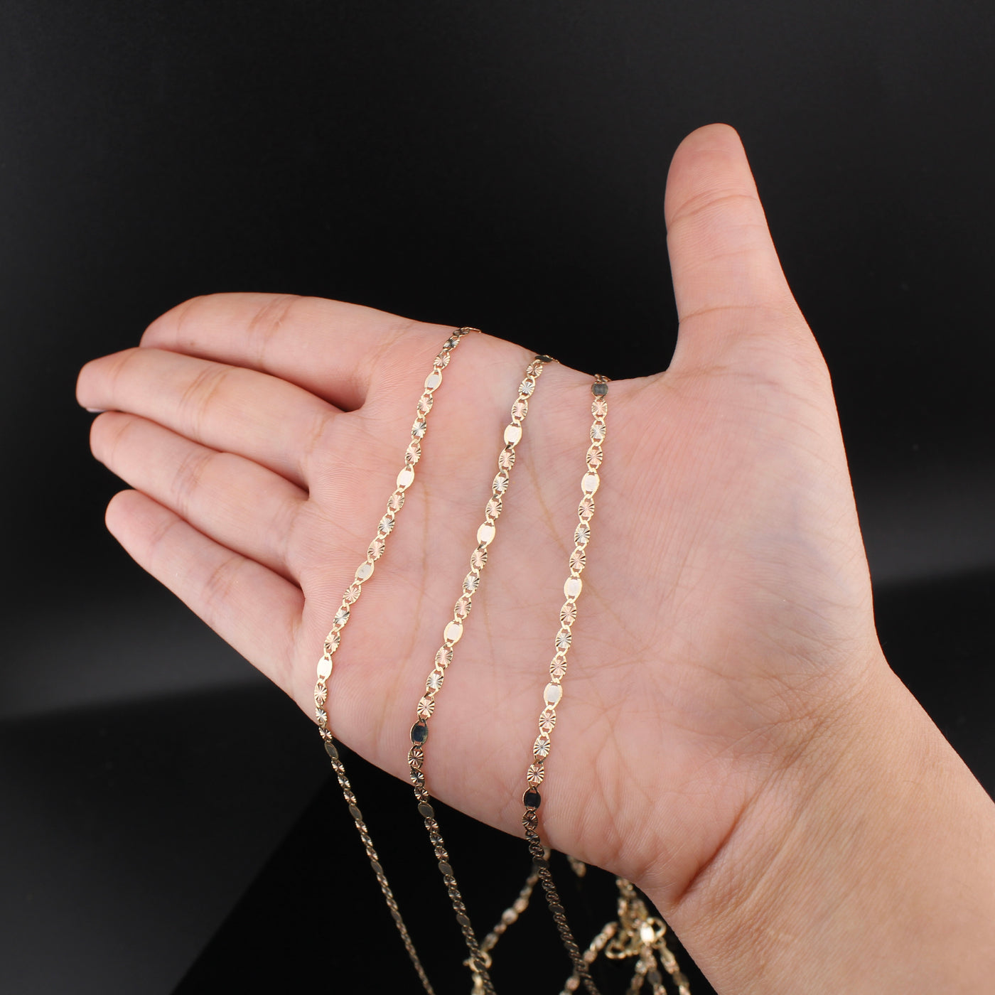 14K Real Gold Tri Color Valentino Chains