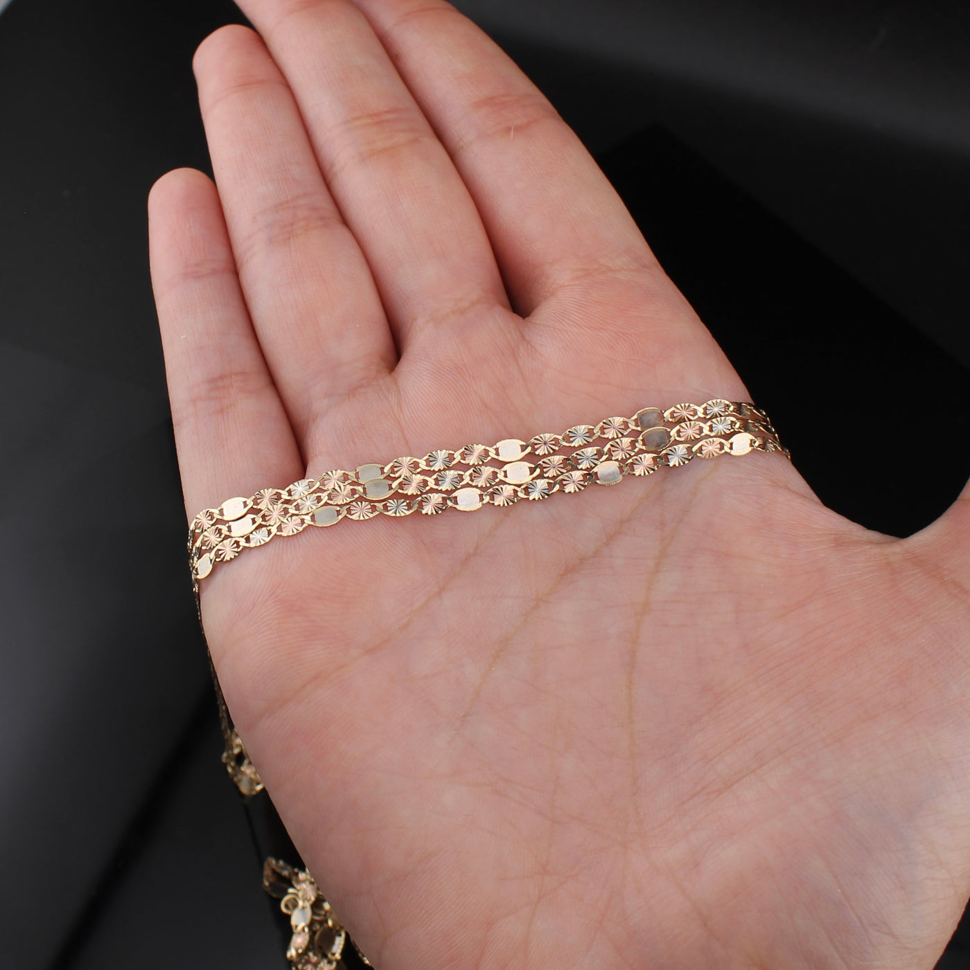 14K Real Gold Tri Color Valentino Chains