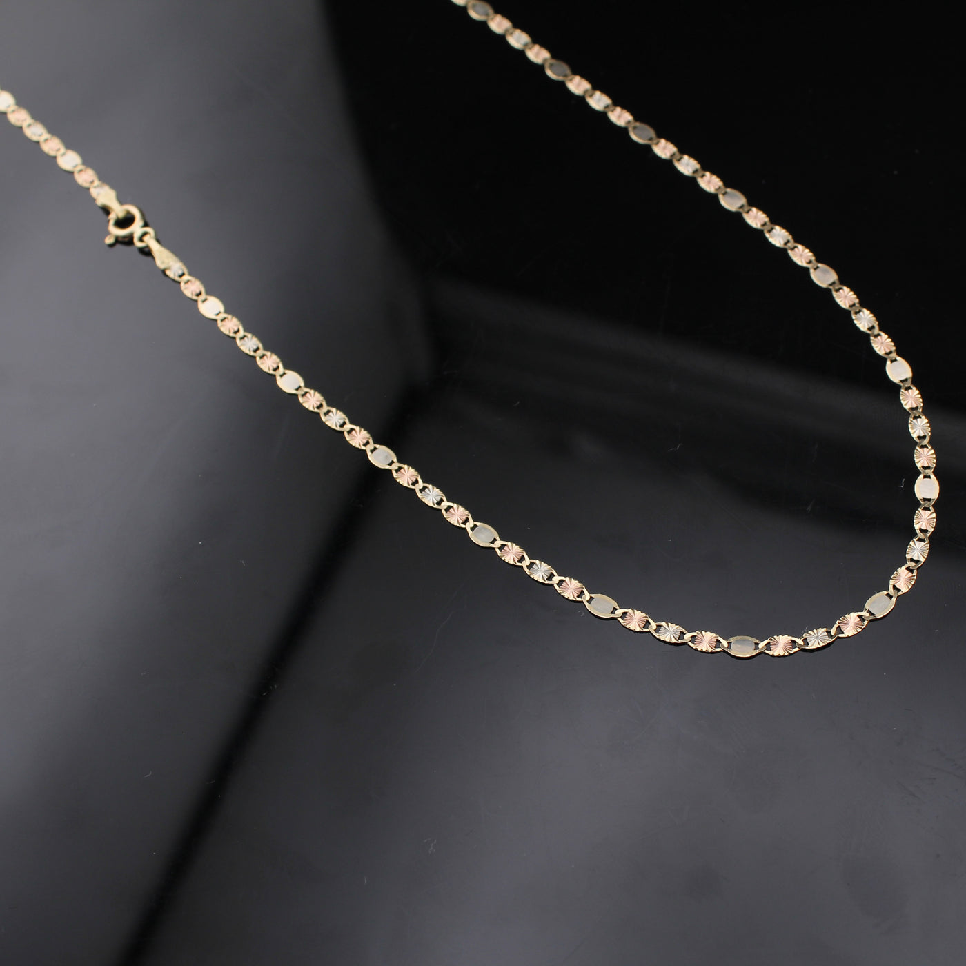 14K Real Gold Tri Color Valentino Chains