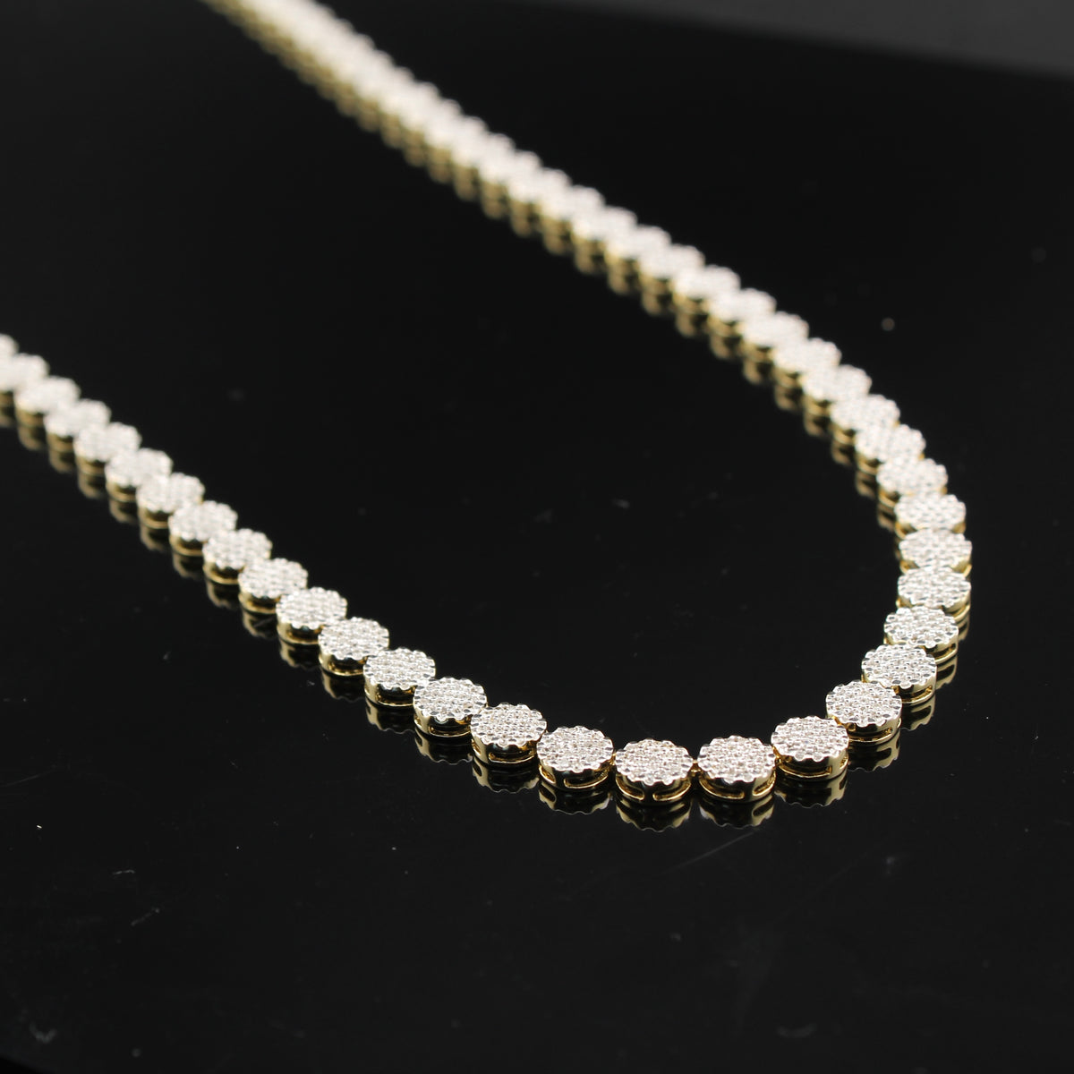 Cadena de oro de 10K y diamante auténticos y cruz de diamantes