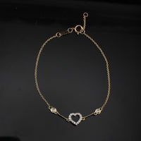 Real 10K Gold Diamond Heart Bracelet