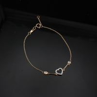 Real 10K Gold Diamond Heart Bracelet