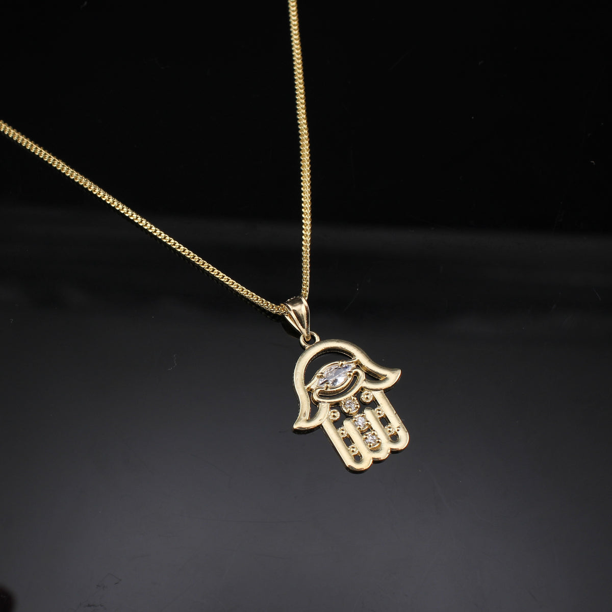 Real 10K Gold Hamsa Pendant