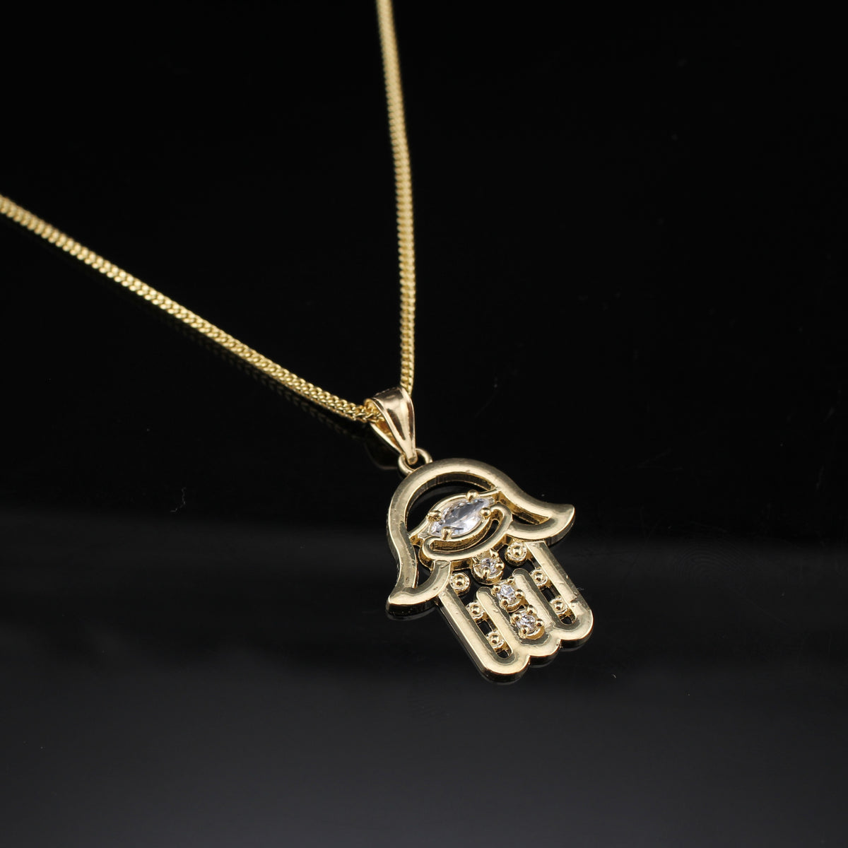 Real 10K Gold Hamsa Pendant