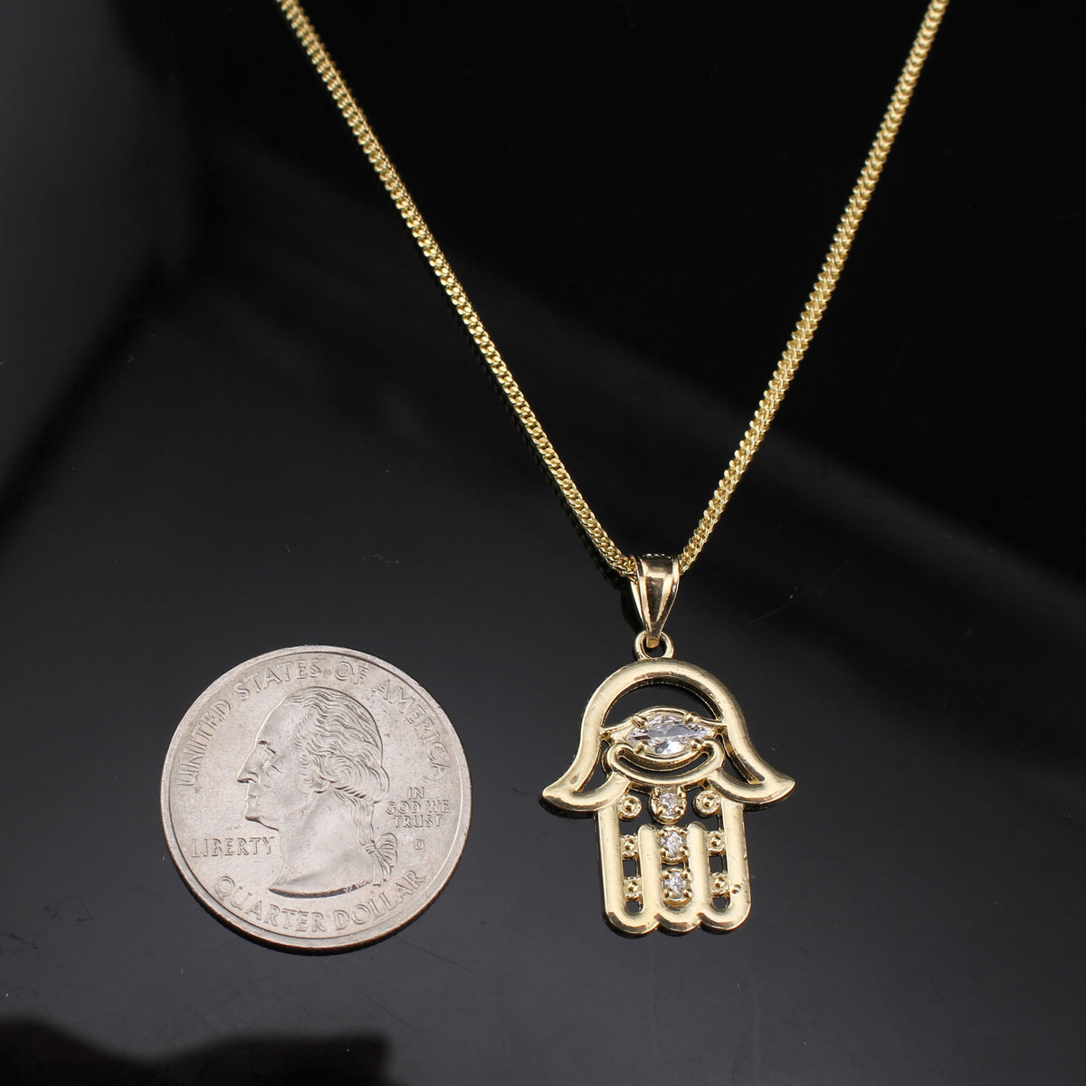 Real 10K Gold Hamsa Pendant