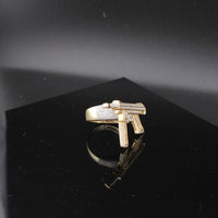 Real 10K Gold Diamond Gun Mens Ring