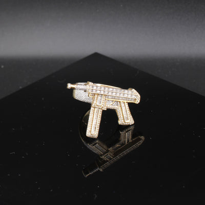 10K Gold Diamond  Gun Mens Ring