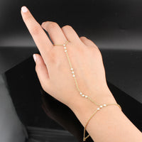 Real 10K Gold Diamond Hand Chain Bracelet