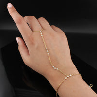 Real 10K Gold Diamond Hand Chain Bracelet