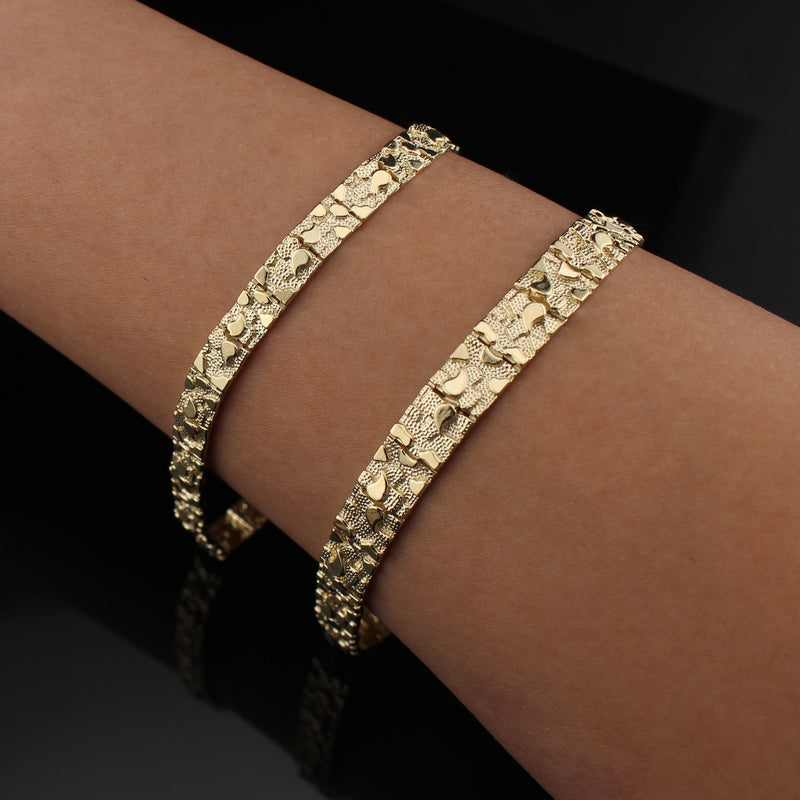 Real 14K Gold Men's Nugget Bracelet