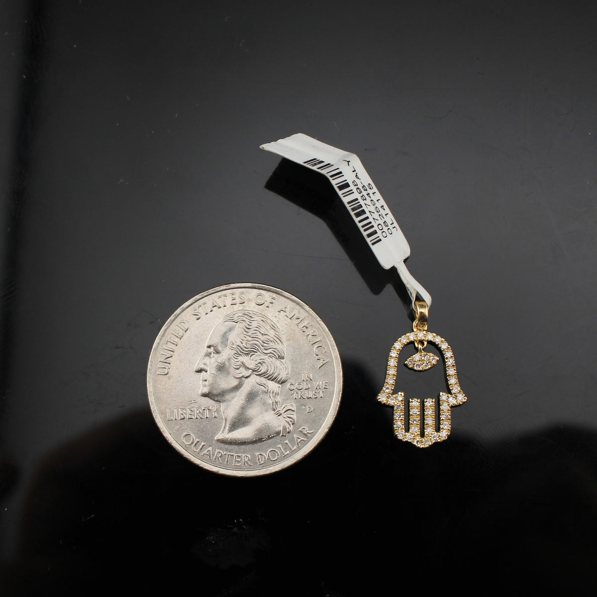 Colgante de Hamsa de Diamantes de Oro de 10K Auténtico