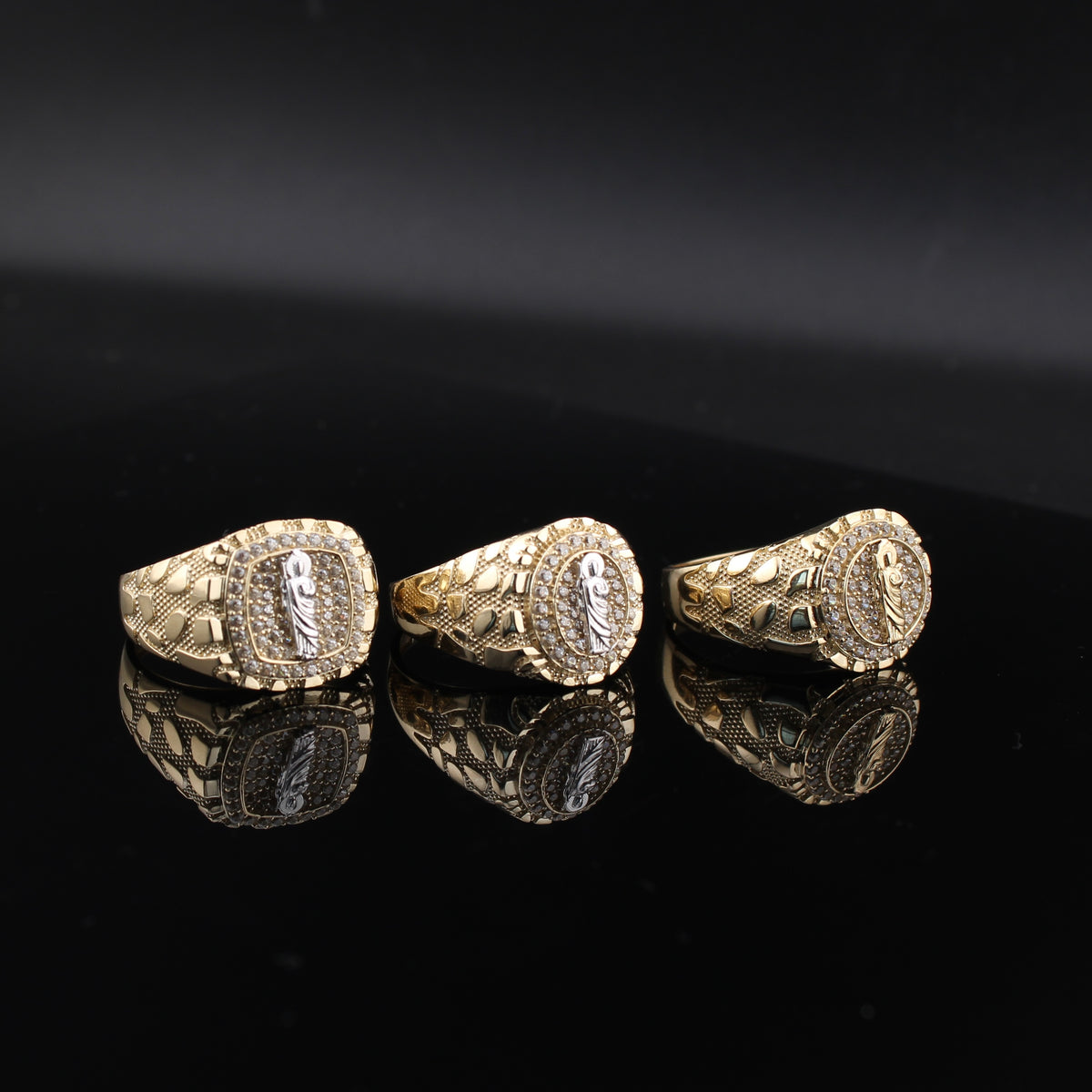 Real 10K Gold Nugget San Judas Saint Jude Ring