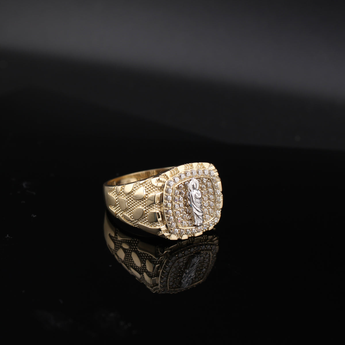 Real 10K Gold Nugget San Judas Saint Jude Ring