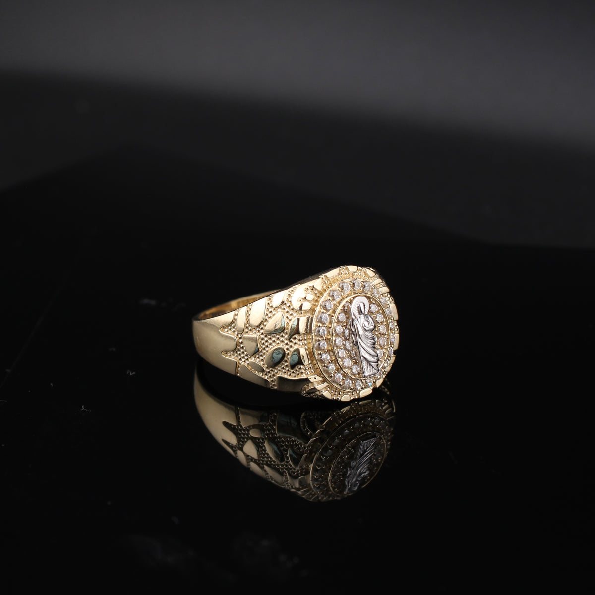 Real 10K Gold Nugget San Judas Saint Jude Ring