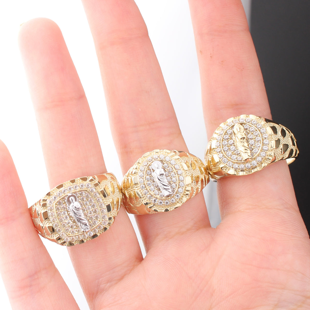 Real 10K Gold Nugget San Judas Saint Jude Ring