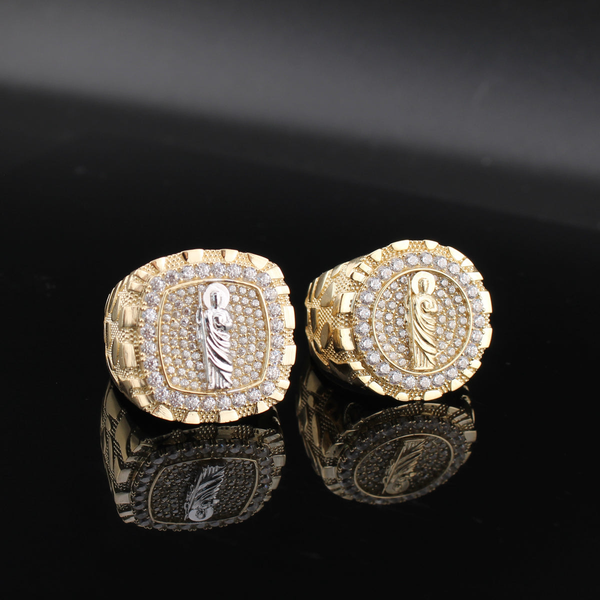 Real 10K Gold San Judas Saint Jude Ring Nugget