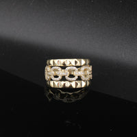 Real 10K Gold Chain CZ Design Ring
