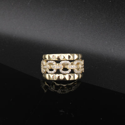 10K Gold Chain CZ Design Ring