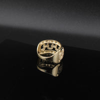 Real 10K Gold Chain CZ Design Ring