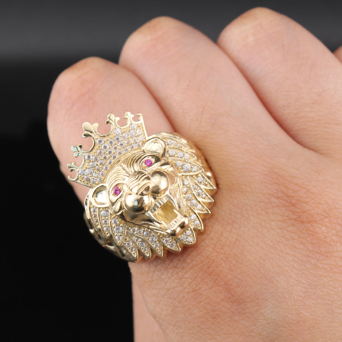 Real 10K Gold Roaring Lion Ring