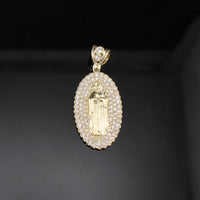 Real 10K Gold Virgin Mary Pendant Oval