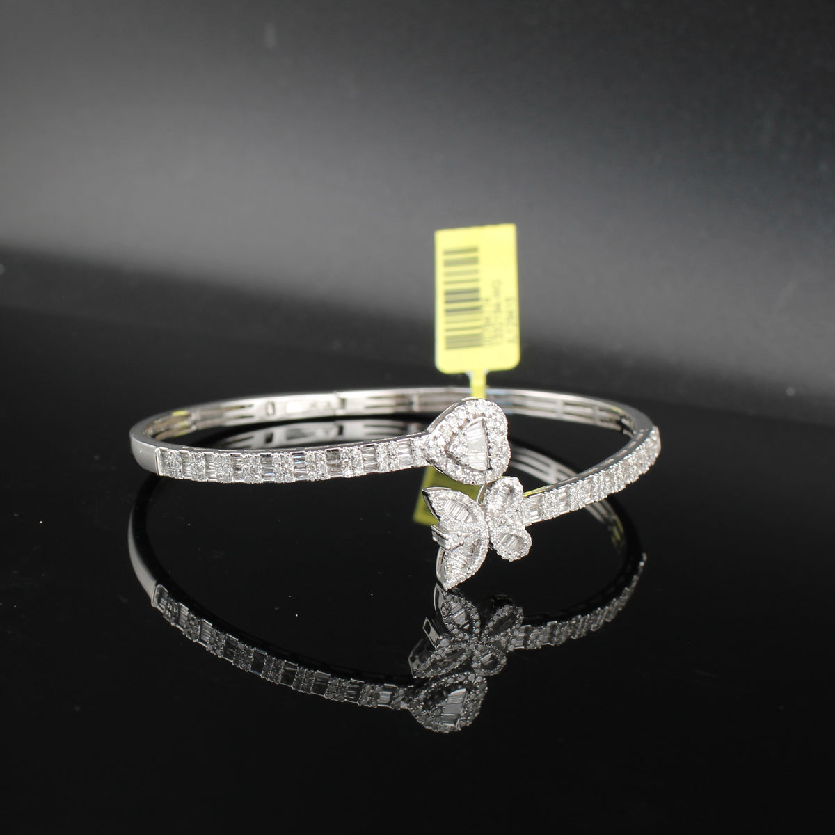 Real 10K Gold Diamond Butterfly Heart Bracelet