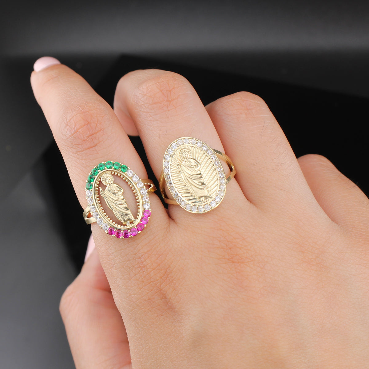 Anillo de oro de 10K auténtico de San Judas