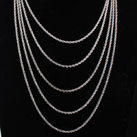 Cadena de soga de oro blanco de 10K auténtico