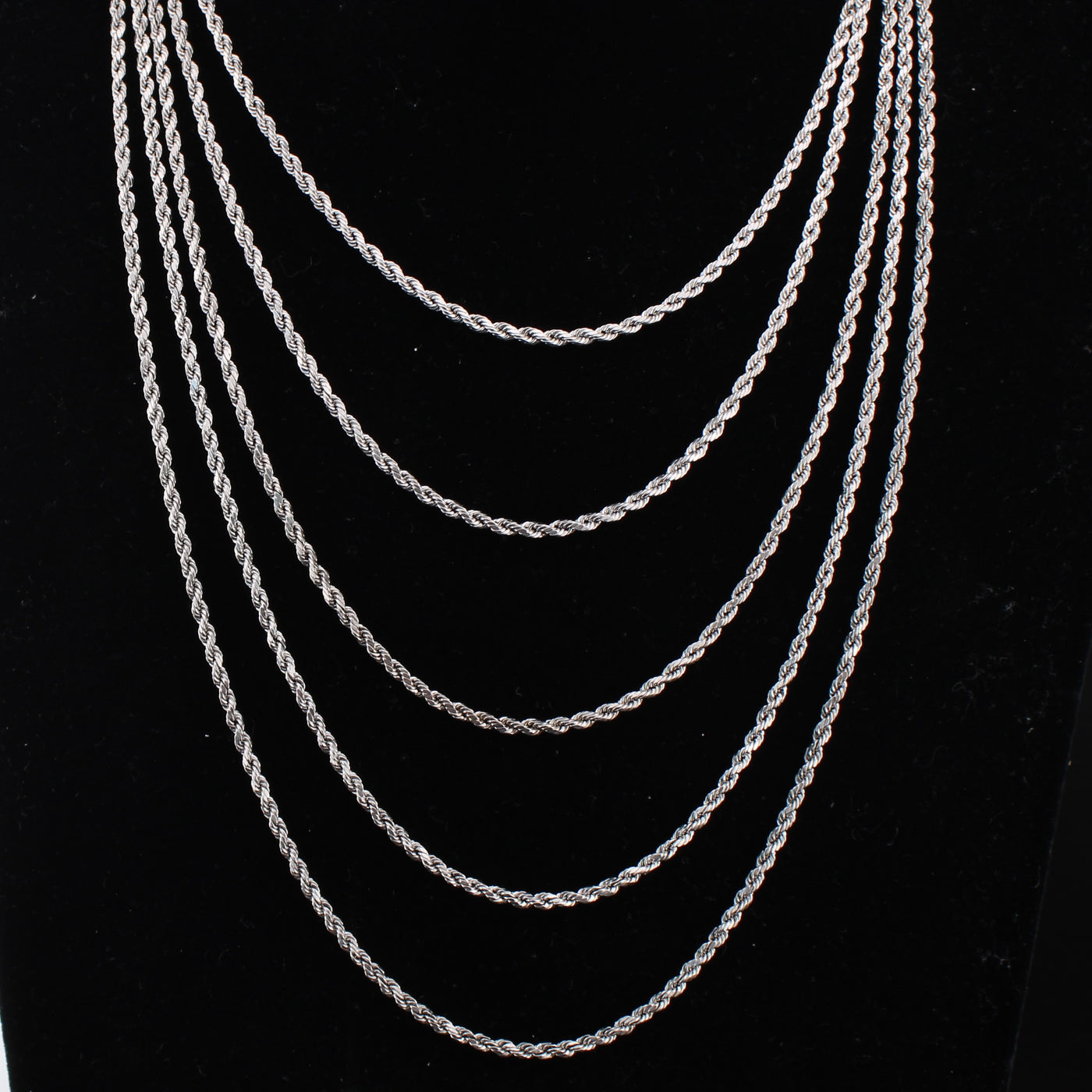 10K White Gold Rope Chain 16in - 24in