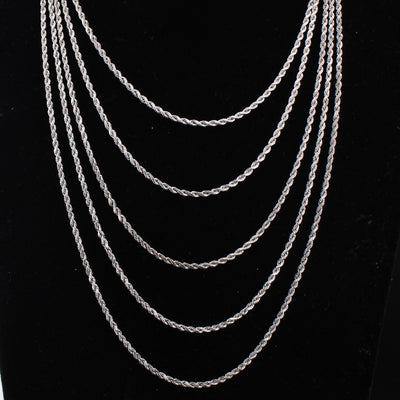 10K White Gold Rope Chain 16in - 24in