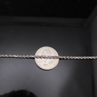Cadena de soga de oro blanco de 10K auténtico