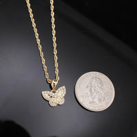 women's 10K Real Gold Nugget Butterfly Necklace - detail view - ICEbyAK