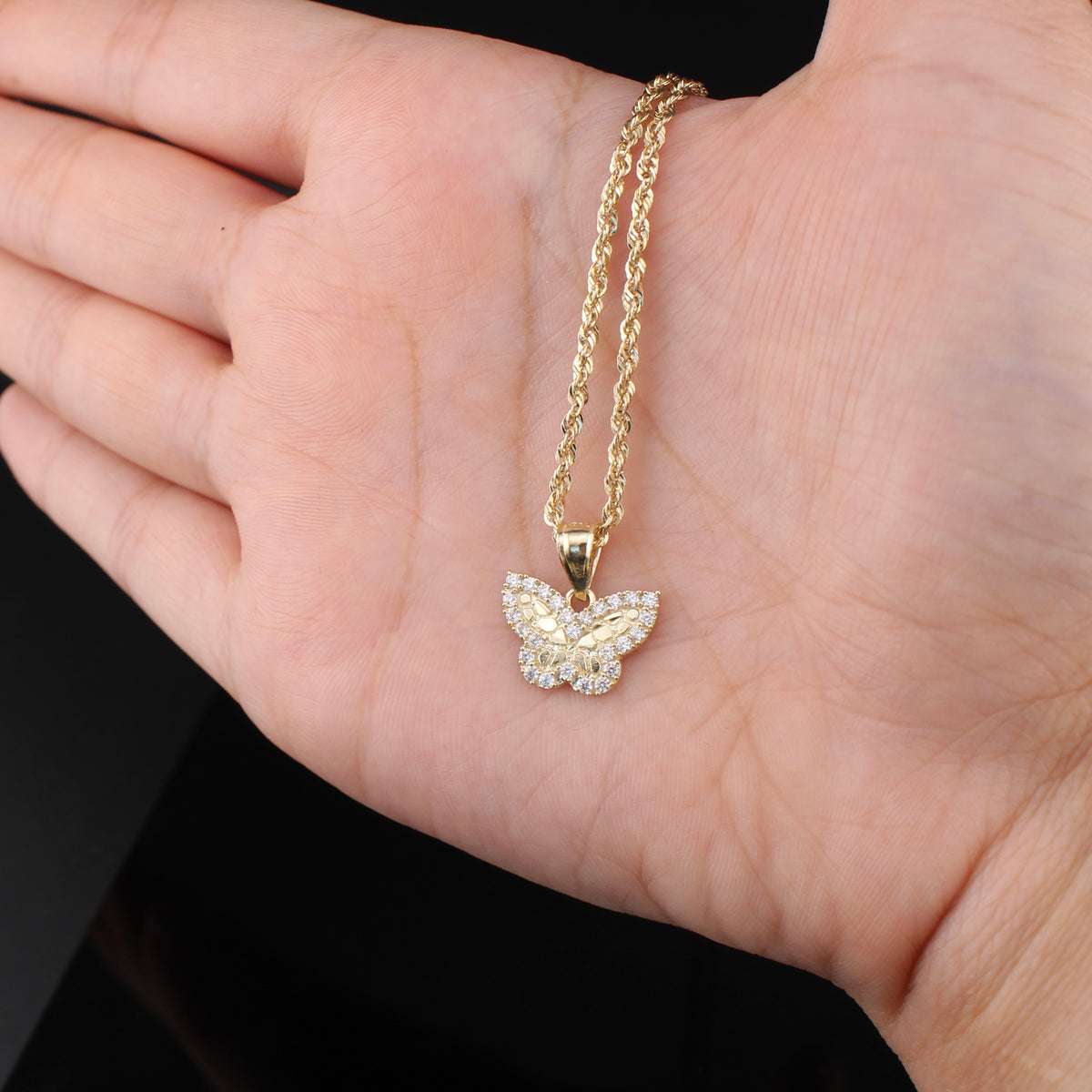 women's 10K Real Gold Nugget Butterfly Necklace - alternate view - ICEbyAK