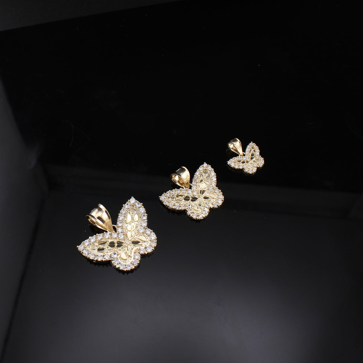 Real 10K Gold Nugget Butterfly Pendants