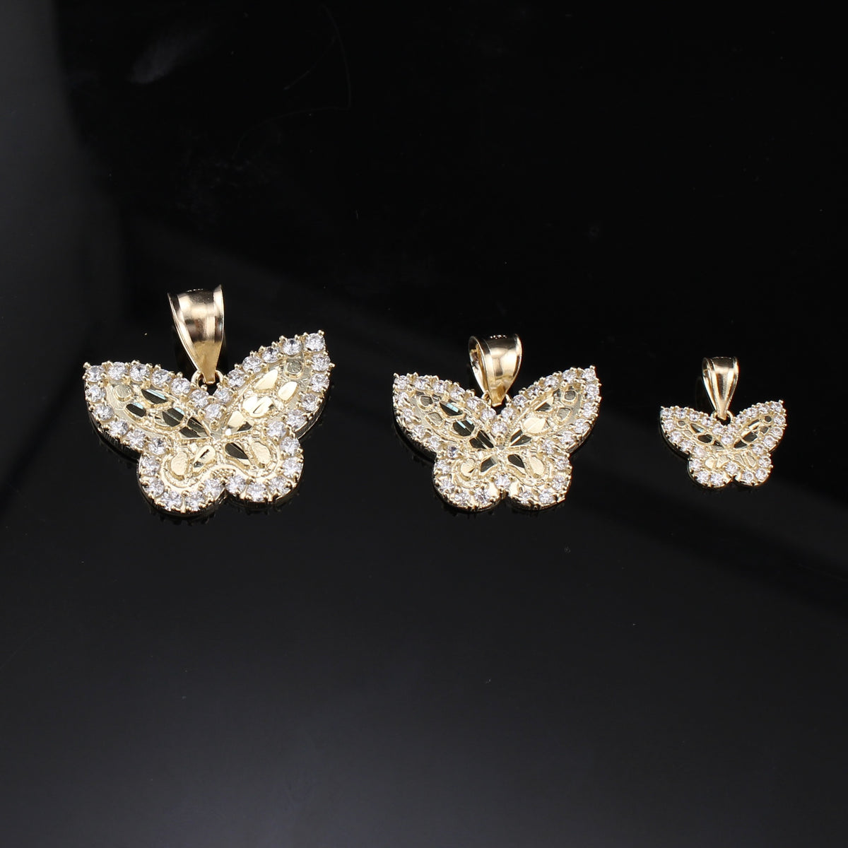 Real 10K Gold Nugget Butterfly Pendants