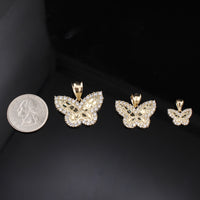 Real 10K Gold Nugget Butterfly Pendants