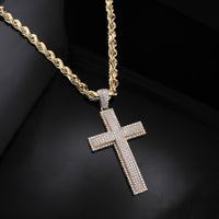 10k Diamond Cross Pendant Two Tone - alternate view - ICEbyAK