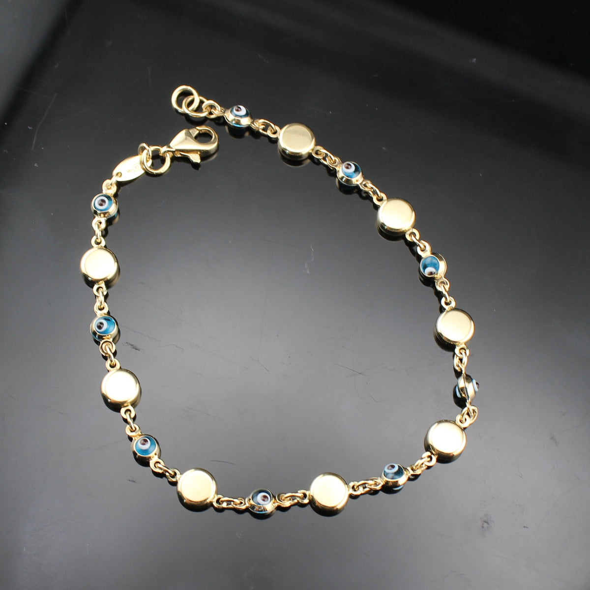 Real 14K Gold Evil Eye Bracelet