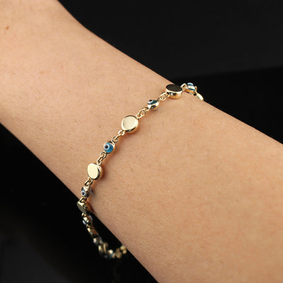 14K Heart Evil Eye Bracelet (Copy)
