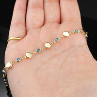 Real 14K Gold Evil Eye Bracelet