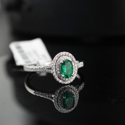 14K Diamond Emerald Ring