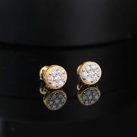 Real 10K Gold Mens Round Diamond Earrings