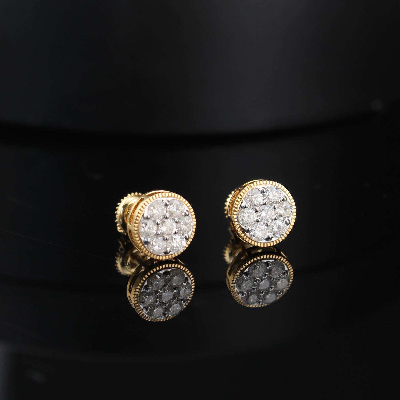 10K Mens Round Diamond Earrings